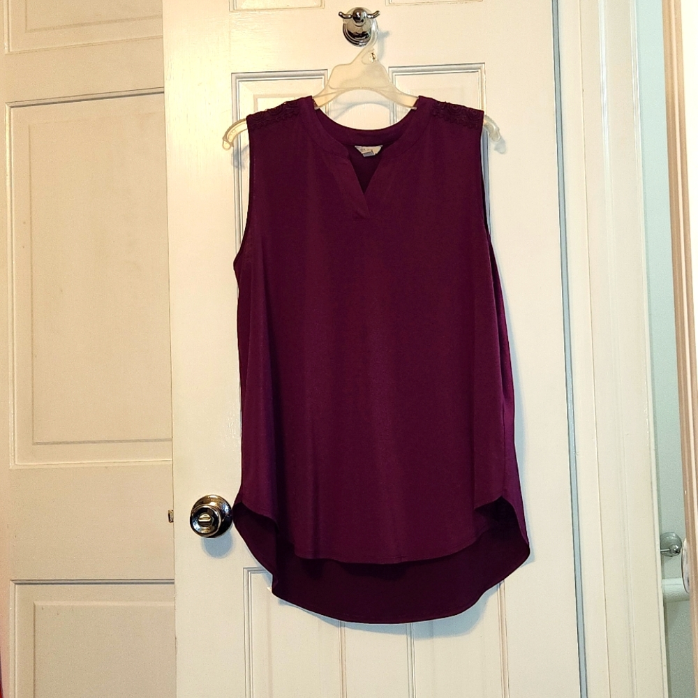 Purple sleeveless blouse
